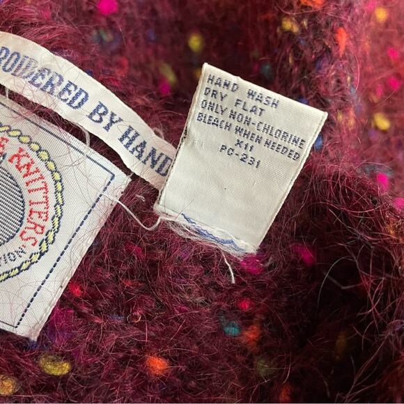 Vintage 90s Cape Isle Knitters Fuzzy Mohair Confetti Cardigan Sweater slouchy S - Picture 11 of 11